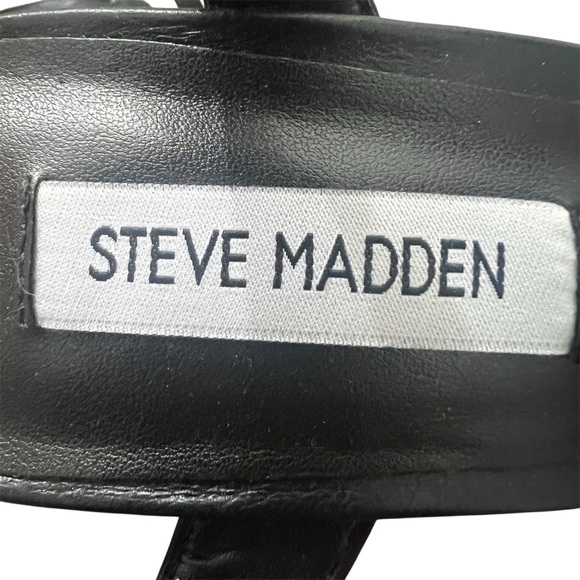 Steve Madden 9.5 Black Leather Y2K Grunge Chunky Platform Block Heel Sandals - Picture 10 of 13